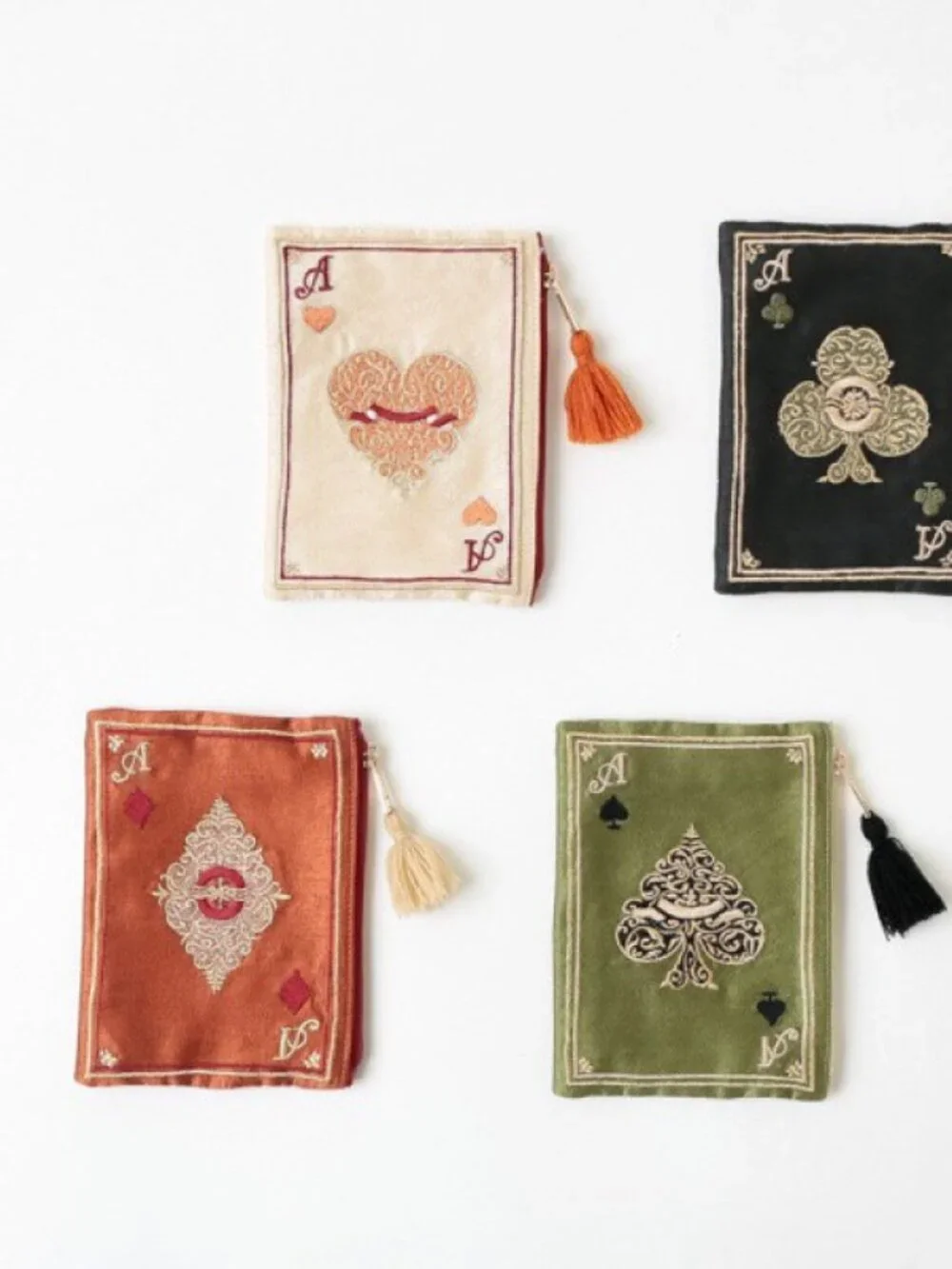 Bohemian Embroidered Poker Pattern Cosmetic Bag, Diamond Pattern